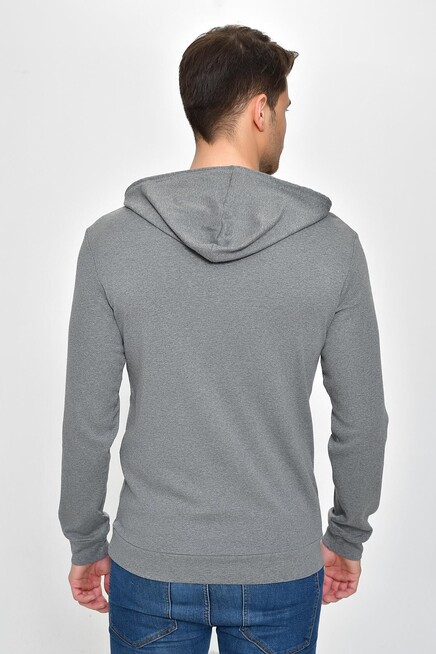 Kapşonlu Uzun Kollu Baskılı Dar Kalıp İnce Erkek Sweatshirt 2019K26