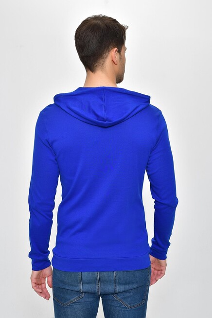 Kapşonlu Uzun Kollu Baskılı Dar Kalıp İnce Erkek Sweatshirt 2019K26