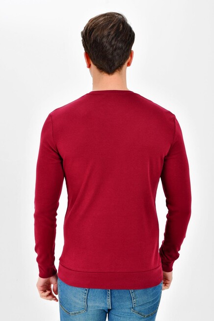 Süperlife V Yaka Uzun Kollu Dar Kalıp İnce Erkek Sweatshirt SPR 2019K19