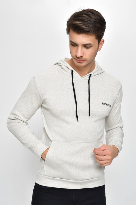 Kapşonlu Uzun Kollu Baskılı Dar Kalıp İnce Erkek Sweatshirt 2019K26