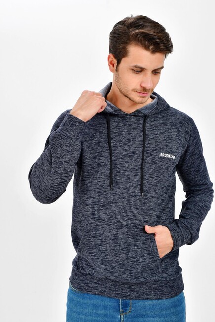 Kapşonlu Uzun Kollu Baskılı Dar Kalıp İnce Erkek Sweatshirt SPR 2019K61