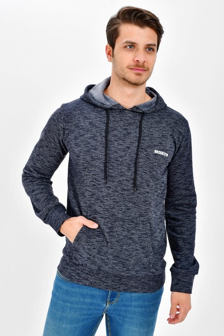 Kapşonlu Uzun Kollu Baskılı Dar Kalıp İnce Erkek Sweatshirt SPR 2019K61