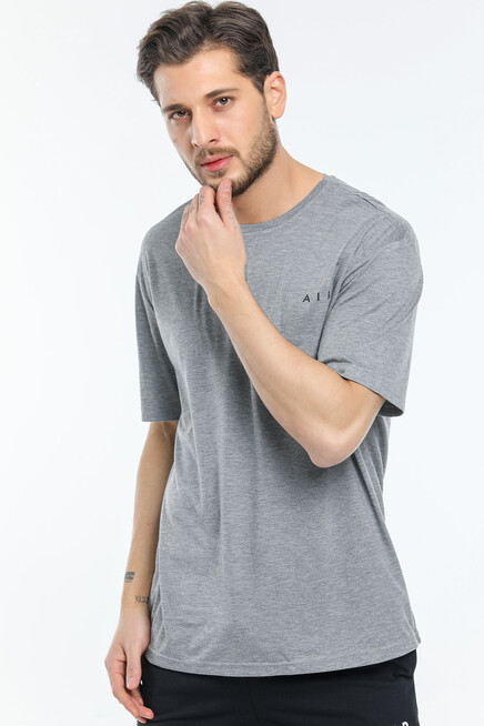 Süperlife Erkek Bisiklet Yaka Slim Fit Air Baskılı Tişort SPR21Y23