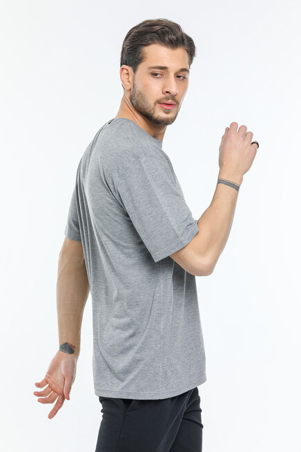 Süperlife Erkek Bisiklet Yaka Slim Fit Air Baskılı Tişort SPR21Y23