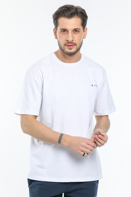 Süperlife Erkek Bisiklet Yaka Slim Fit Air Baskılı Tişort SPR21Y23