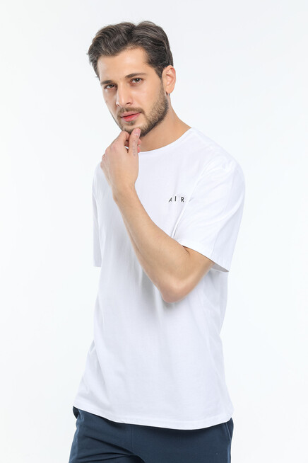 Süperlife Erkek Bisiklet Yaka Slim Fit Air Baskılı Tişort SPR21Y23