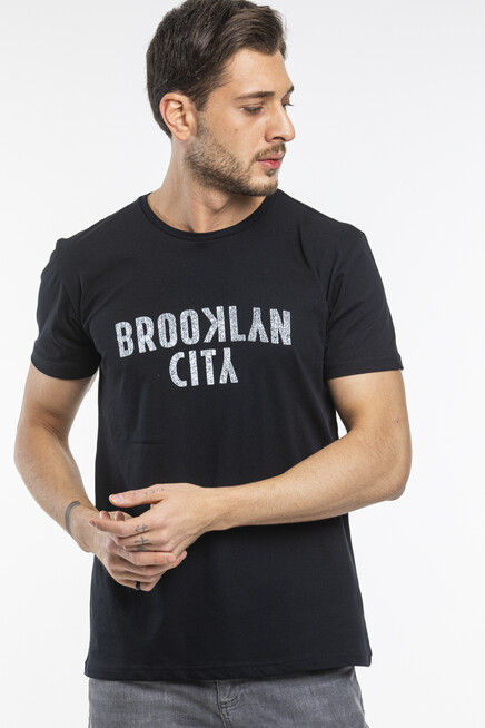Süperlife Erkek Bisiklet yaka Brooklyn City Baskılı Tişort SPR 253