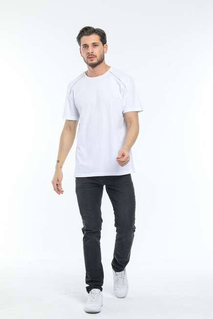 Erkek Bisiklet Yaka Slim Fit Garnili Tişort SPR21Y02