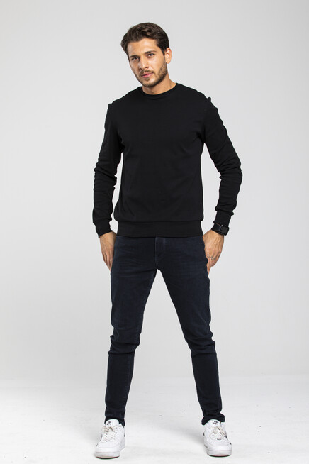 Erkek Bisiklet Yaka Slim Fit İnce Sweatshirt SPR 20K17