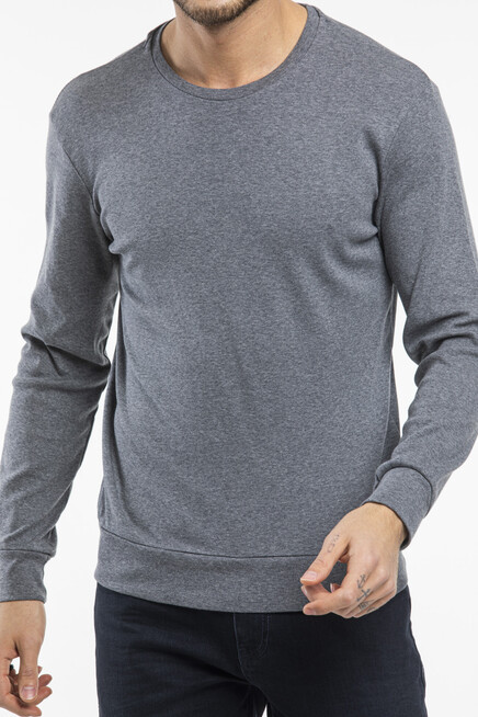 Erkek Bisiklet Yaka Slim Fit İnce Sweatshirt SPR 20K17