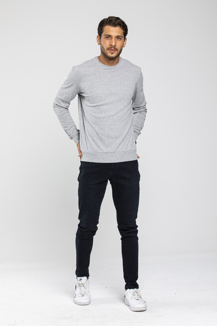 Süperlife Erkek Bisiklet Yaka Slim Fit İnce Sweatshirt SPR 20K17