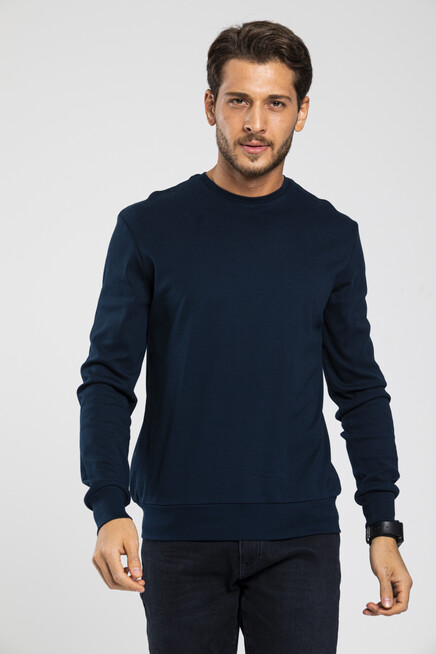 Erkek Bisiklet Yaka Slim Fit İnce Sweatshirt SPR 20K17