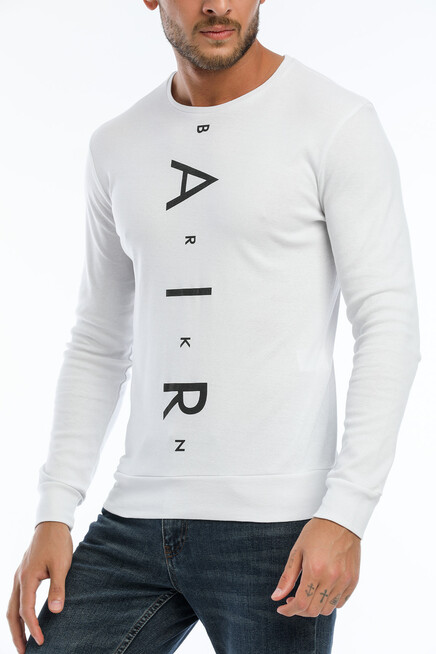 Süperlife Erkek Bisiklet Yaka Slim fit Air Baskılı İnce Sweatshirt SPR22sw101