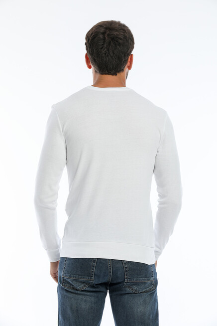 Erkek Bisiklet Yaka Slim fit Air Baskılı İnce Sweatshirt SPR22sw101