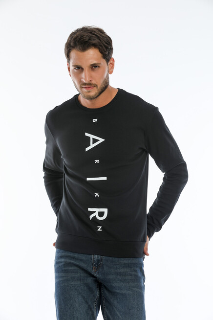 Süperlife Erkek Bisiklet Yaka Slim fit Air Baskılı İnce Sweatshirt SPR22sw101
