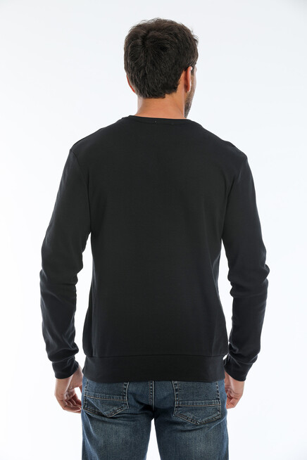 Süperlife Erkek Bisiklet Yaka Slim fit Air Baskılı İnce Sweatshirt SPR22sw101