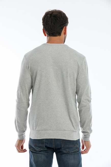 Erkek Bisiklet Yaka Slim fit Air Baskılı İnce Sweatshirt SPR22sw101