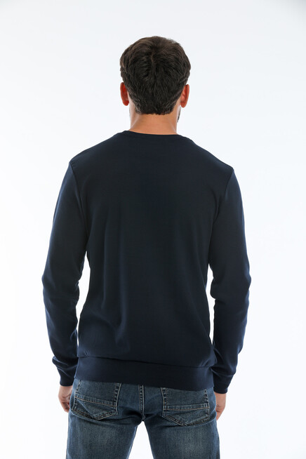 Erkek Bisiklet Yaka Slim fit Air Baskılı İnce Sweatshirt SPR22sw101