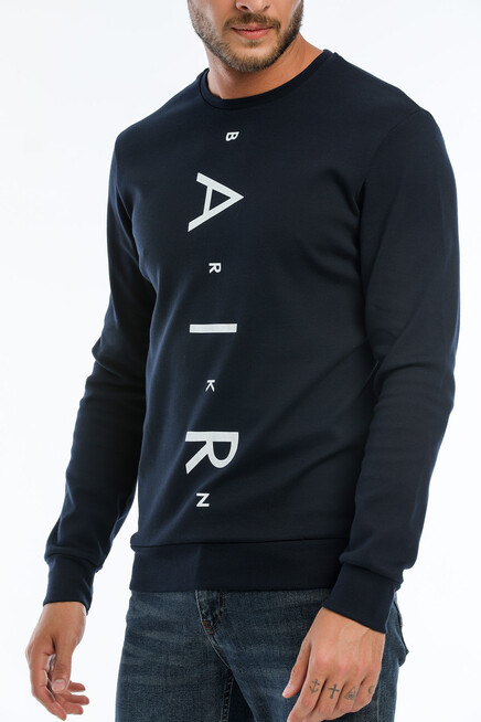 Süperlife Erkek Bisiklet Yaka Slim fit Air Baskılı İnce Sweatshirt SPR22sw101