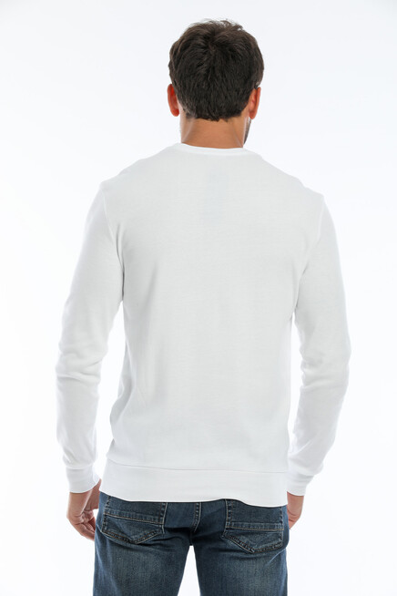 Erkek Bisiklet Yaka Slim Fit Brookyln Baskılı İnce Sweatshirt SPR22SW102