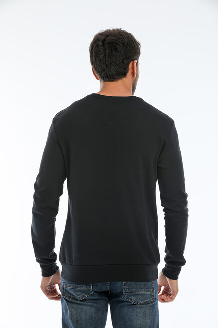 Erkek Bisiklet Yaka Slim Fit Brookyln Baskılı İnce Sweatshirt SPR22SW102