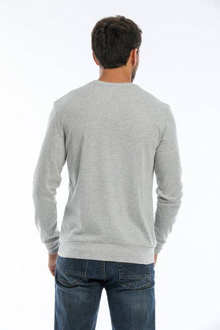 Erkek Bisiklet Yaka Slim Fit Brookyln Baskılı İnce Sweatshirt SPR22SW102