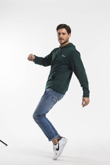 Kapşonlu Uzun Kollu Baskılı Dar Kalıp İnce Erkek Sweatshirt SPR 2019K61