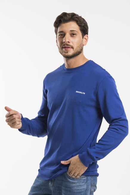 Bisiklet Yaka Uzun Kollu Dar Kalıp İnce  Erkek Sweatshirt SPR2019K18