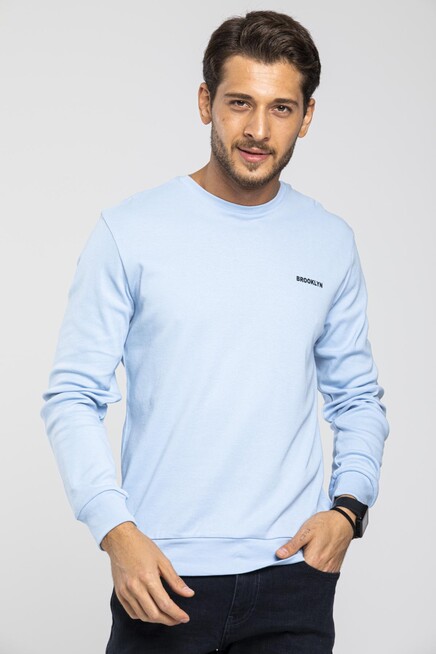 Bisiklet Yaka Uzun Kollu Dar Kalıp İnce  Erkek Sweatshirt SPR2019K18