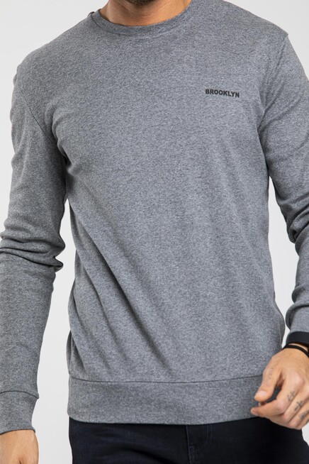 Bisiklet Yaka Uzun Kollu Dar Kalıp İnce  Erkek Sweatshirt SPR2019K18