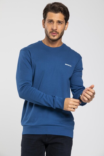 Bisiklet Yaka Uzun Kollu Dar Kalıp İnce  Erkek Sweatshirt SPR2019K18