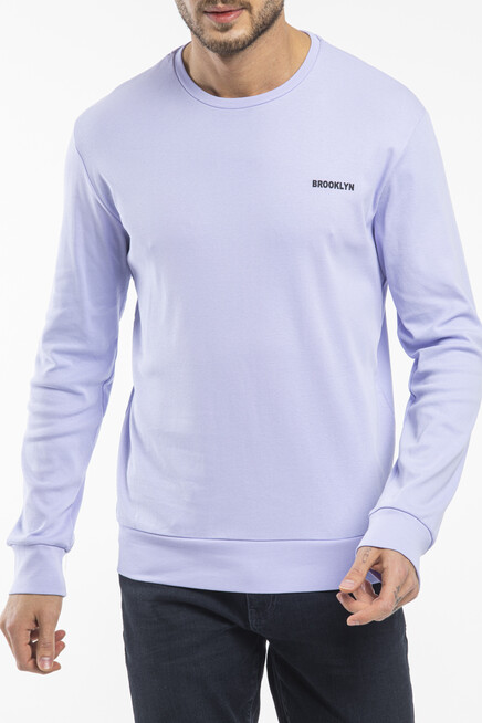 Süperlife Bisiklet Yaka Uzun Kollu Dar Kalıp İnce  Erkek Sweatshirt SPR2019K18