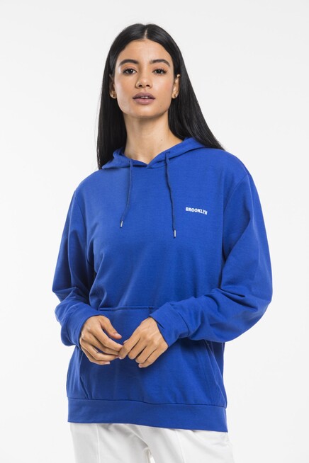 Kadın Kapşonlu Oversize Fit Baskılı Sweatshirt spr21k26 