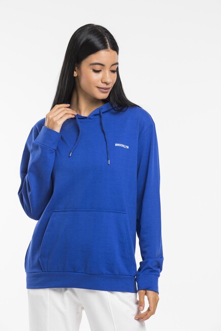 Kadın Kapşonlu Oversize Fit Baskılı Sweatshirt spr21k26 