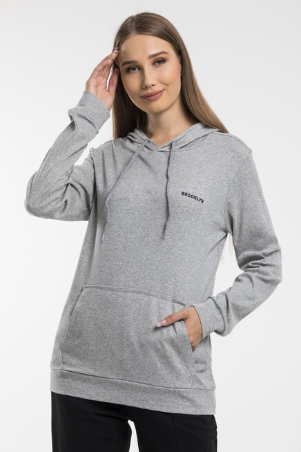 Kadın Kapşonlu Oversize Fit Baskılı Sweatshirt spr21k26 