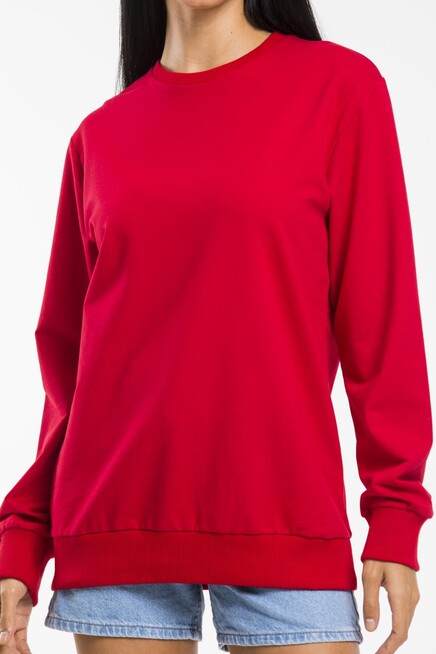 Süperlife Kadın Bisiklet Yaka Oversize Fit İnce Sweatshirt SPR21K30