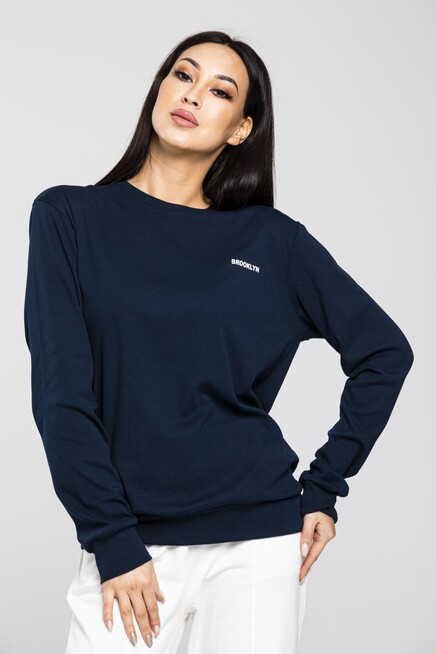 Bisiklet Yaka Uzun Kollu Dar Kalıp İnce Sweatshirt SPR21K18