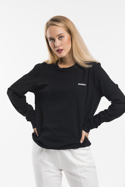 Bisiklet Yaka Uzun Kollu Dar Kalıp İnce Sweatshirt SPR21K18