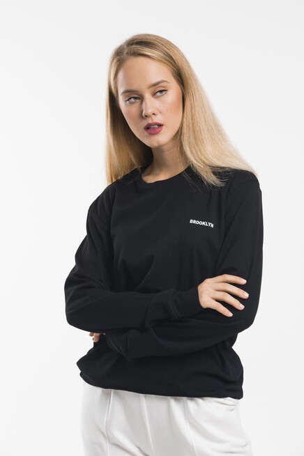 Bisiklet Yaka Uzun Kollu Dar Kalıp İnce Sweatshirt SPR21K18