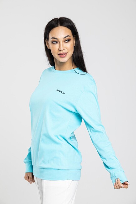 Bisiklet Yaka Uzun Kollu Dar Kalıp İnce Sweatshirt SPR21K18