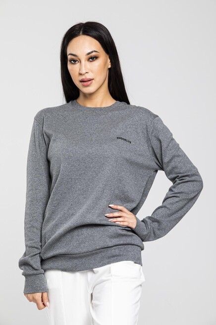 Bisiklet Yaka Uzun Kollu Dar Kalıp İnce Sweatshirt SPR21K18