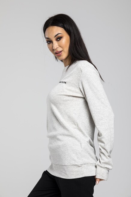 Bisiklet Yaka Uzun Kollu Dar Kalıp İnce Sweatshirt SPR21K18