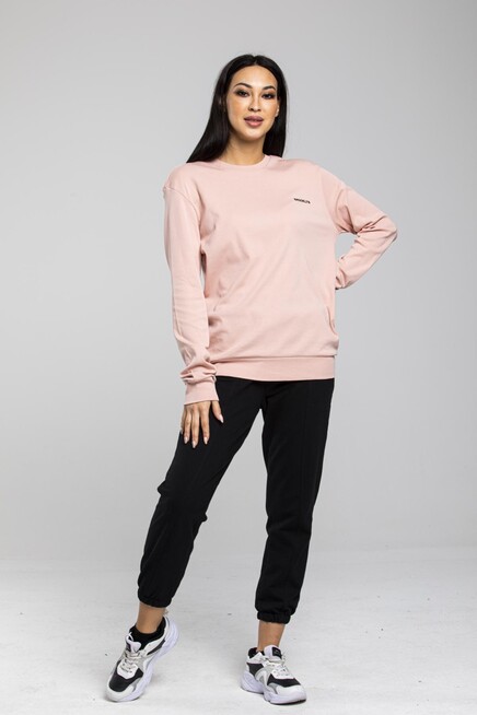 Bisiklet Yaka Uzun Kollu Dar Kalıp İnce Sweatshirt SPR21K18