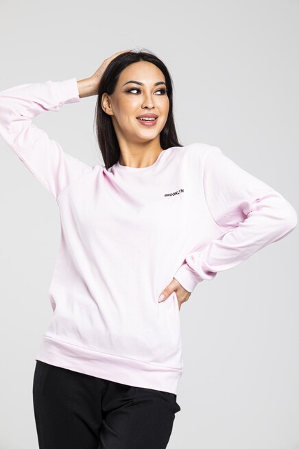 Bisiklet Yaka Uzun Kollu Dar Kalıp İnce Sweatshirt SPR21K18