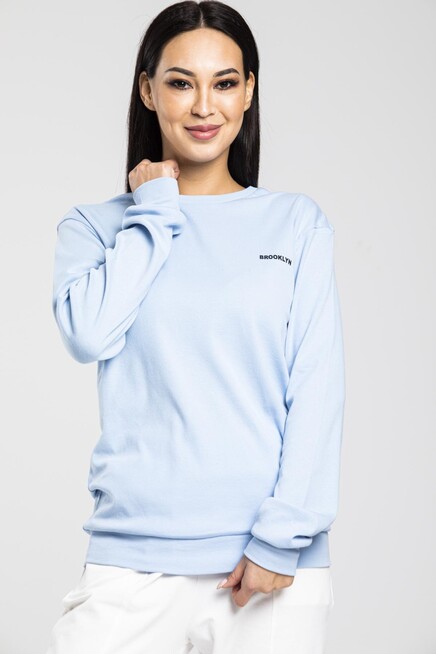 Bisiklet Yaka Uzun Kollu Dar Kalıp İnce Sweatshirt SPR21K18