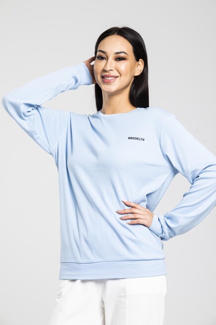 Bisiklet Yaka Uzun Kollu Dar Kalıp İnce Sweatshirt SPR21K18