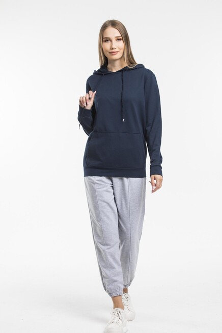 Kadın Kapşonlu Oversize Fit İnce Sweatshirt spr21k55