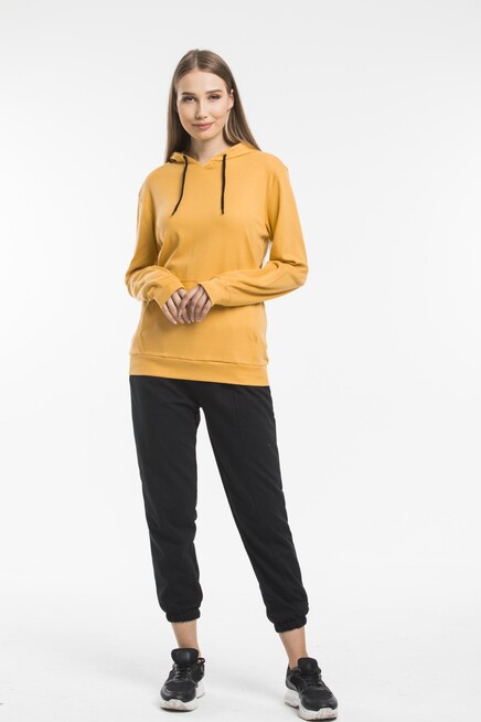 Kadın Kapşonlu Oversize Fit İnce Sweatshirt spr21k55