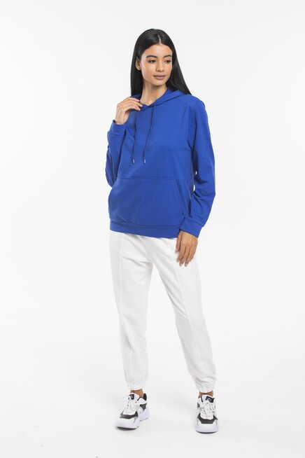 Süperlife Kadın Kapşonlu Oversize Fit İnce Sweatshirt spr21k55