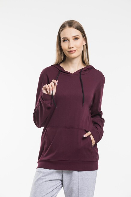 Süperlife Kadın Kapşonlu Oversize Fit İnce Sweatshirt spr21k55